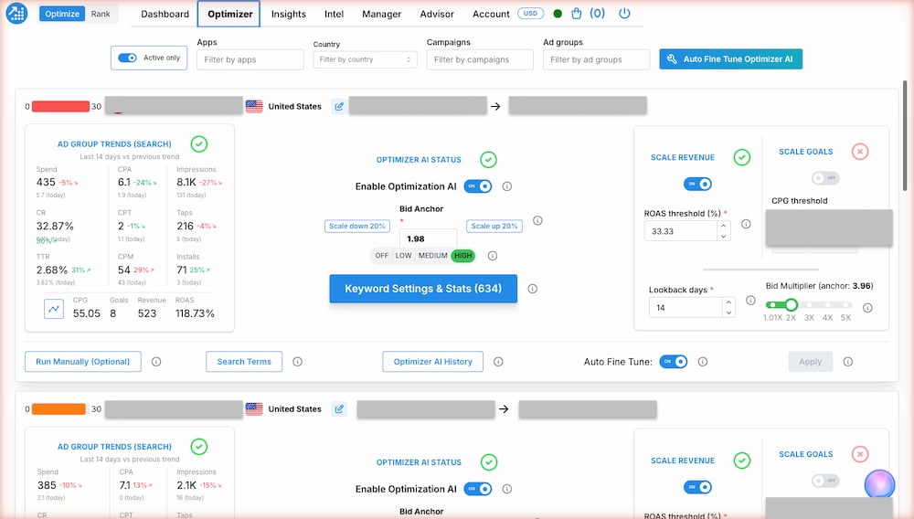 Apple Search Ads - AI Bid Optimization — Set it and scale